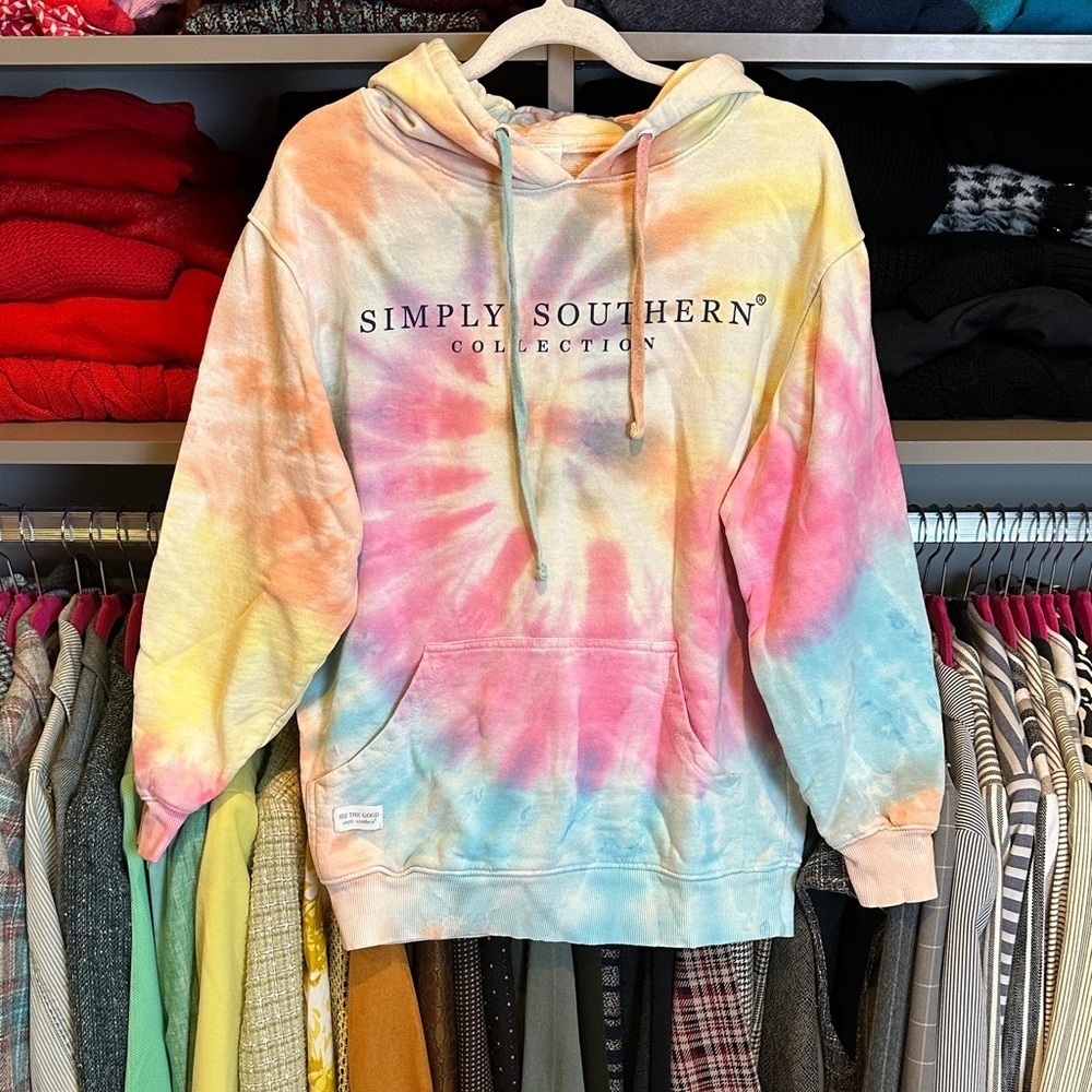 Simply Southern multicolored tie dye long sleeve hoodie size S